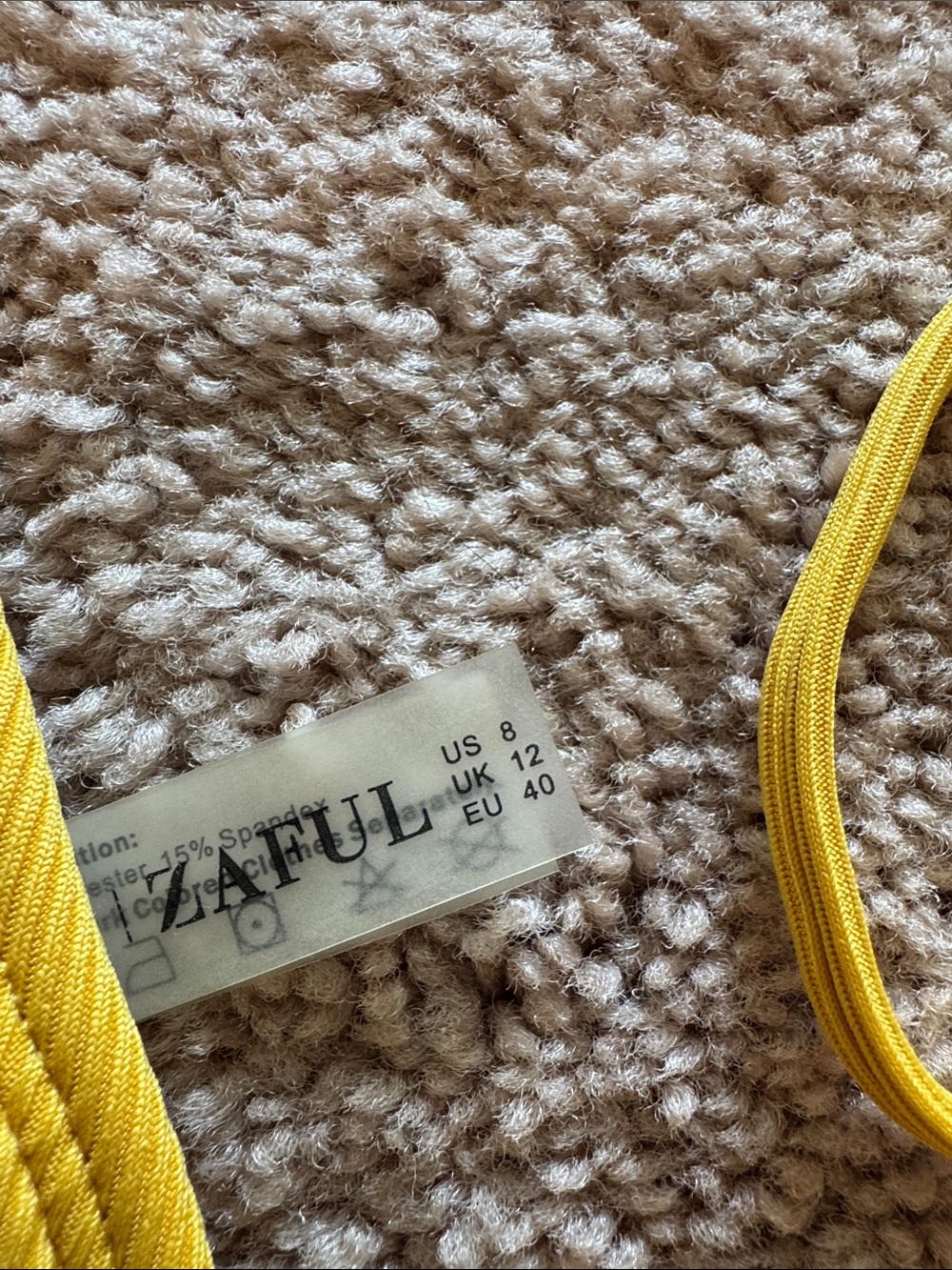 Zaful Bright Yellow Ribbed Triangle Bikini - Picture 5 of 9